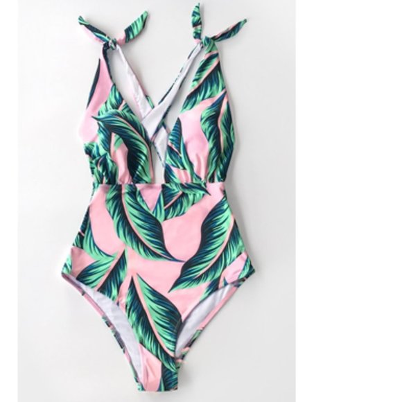 Cupshe Other - Pink Palm Print One-Piece Swimsuit